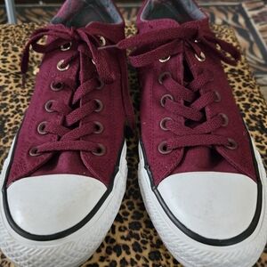 Burgundy Converse Sneakers with White Soles